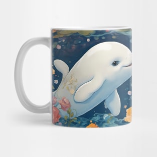 Cute Baby Dolphin Smiling And Swimming In The Ocean Mug